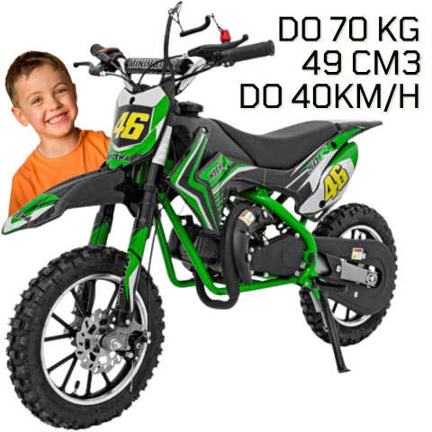 Motor Spalinowy RENEGADE 50R CROSS 49CC dla dzieci Zielony do 40 km/h Pompowane opony