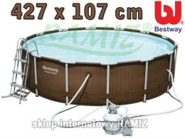 Basen Stelażowy 14FT 427x107cm RATTAN Frame Pompa Piaskowa BESTWAY