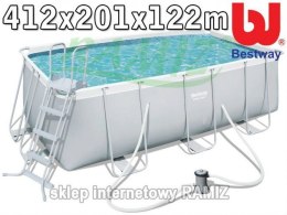 Basen Stelażowy 412x201x122cm POWERSteel 4w1 BESTWAY