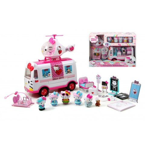 DICKIE Hello Kitty Ambulans Ratunkowy Figurki Helikopter