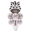 Balon zebra foliowy 60x70cm + 6 balonów