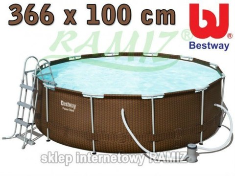 Basen Stelażowy 12FT 366x100 cm RATTAN Frame 4w1 BESTWAY