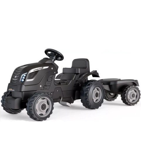 SMOBY Traktor XL Czarny na Pedały z Przyczepką