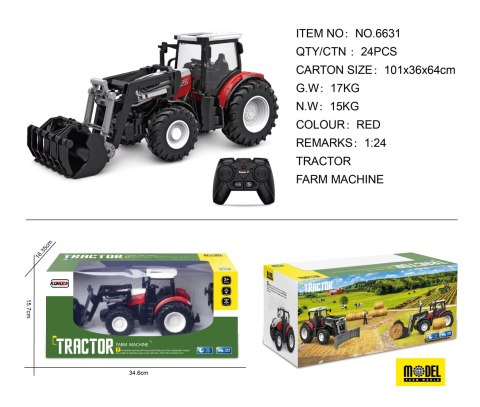 Traktor Czerwony R/C Z Ładowaczem