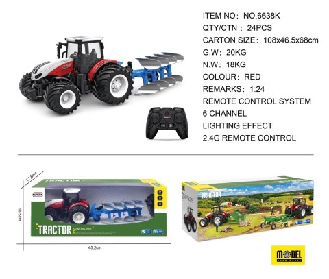 Traktor Czerwony R/C Z Pługiem