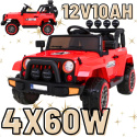 Auto na akumulator Jeep Full Time 4WD 4x4 12V10Ah Czerwony