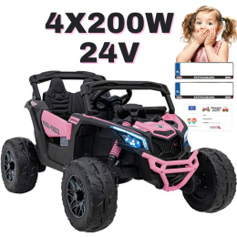 Buggy Maverick ATV CAN-AM na akumulator 4x200W 24V 5Ah CA-003 Różowy