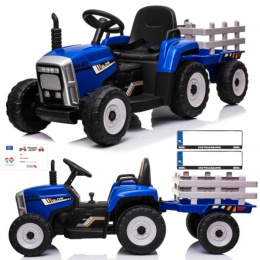 Traktor na akumulator z Przyczepą BLOW Niebieski Miękkie koła + Pilot