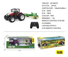 Traktor + Zgrabiarka R/C 1:24 Czerwony