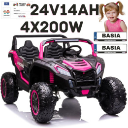 Mega Buggy A032 ATV Racing 24v 14AH 4x200W na akumulator Różowy