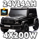 Mercedes Benz G63 AMG XXL STRONG na akumulator MP4 Czarny 4X200W 24V14Ah