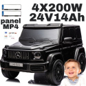 Mercedes Benz G63 AMG XXL STRONG na akumulator MP4 Czarny 4X200W 24V14Ah