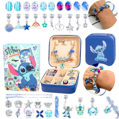 ZESTAW DO ROBIENIA BRANSOLETEK CHARMS ZAWIESZKI STITCH