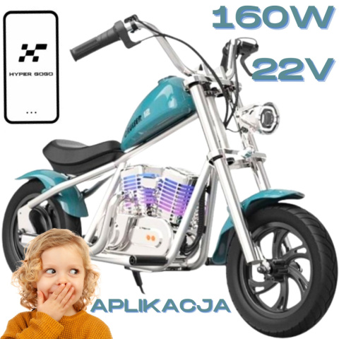 Motor na akumulator Chopper Cruiser 12 Plus Hyper Gogo 160W 22V Pompowane koła do 16 km/h + APLIKACJA