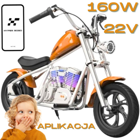 Motor na akumulator Chopper Cruiser 12 Plus Hyper Gogo 160W 22V Pompowane koła do 16 km/h + APLIKACJA