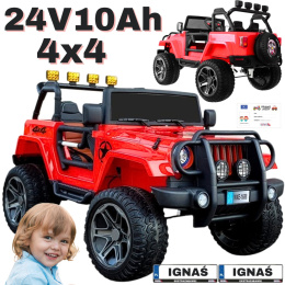 Auto na akumulator Monster Jeep WXE1688 24V 10Ah 4x4 Czerwony