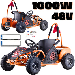 Buggy Kart Fast Dragon na akumulator 48V 1000W Pomarańczowy