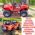 Auto na akumulator Monster Jeep WXE1688 24V 10Ah 4x4 Czerwony