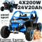 Buggy na akumulator Maverick 4x4 CAN-AM RR Turbo RR CA-001 4x200W 24V20AH Niebieski Panel SPORT