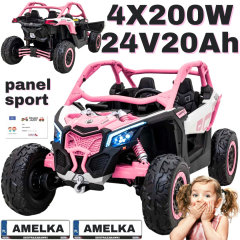 Buggy na akumulator Maverick CAN-AM RR Turbo RR CA-001 4x200W 24V20AH Różowy Panel SPORT