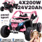 Buggy na akumulator Maverick CAN-AM RR Turbo RR CA-001 4x200W 24V20AH Różowy Panel SPORT