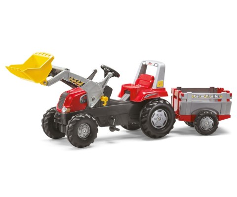 Rolly Toys 811397 Traktor Rolly Junior RT z przyczepą i łyżka Czerwony