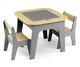 Milly Mally Zestaw mebli Olaf Blocks - Stolik i dwa krzesełka Dark Grey